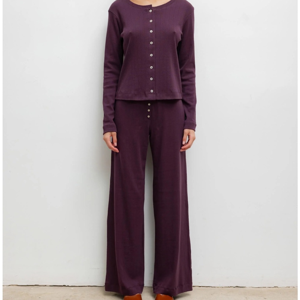LESET Pointelle Boxer Pant in dark berry size small
